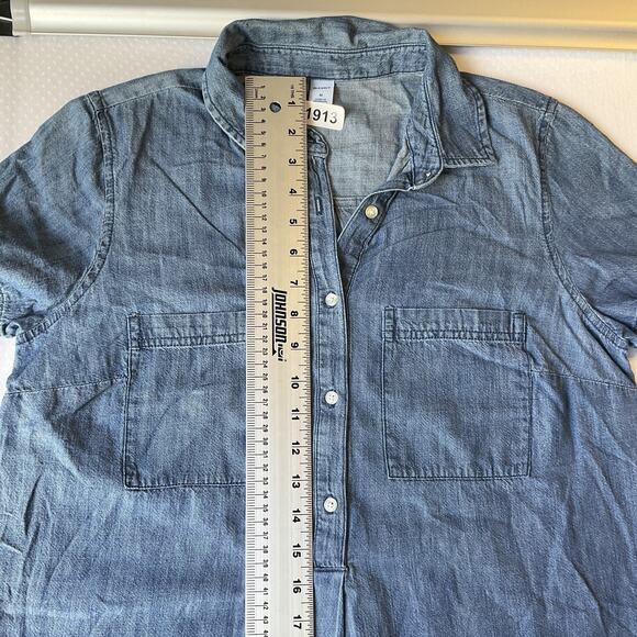 Old Navy Women Half Button Up Shirt Dress Size M Blue Denim Collared Front - Picture 8 of 9